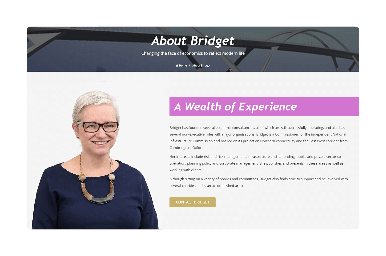 bridget experience page