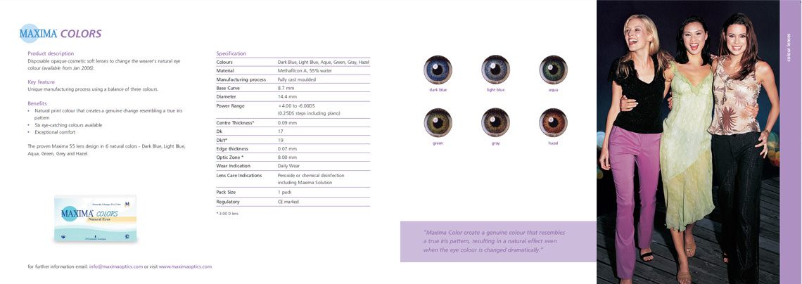 brochure spread maxima coloured lenses