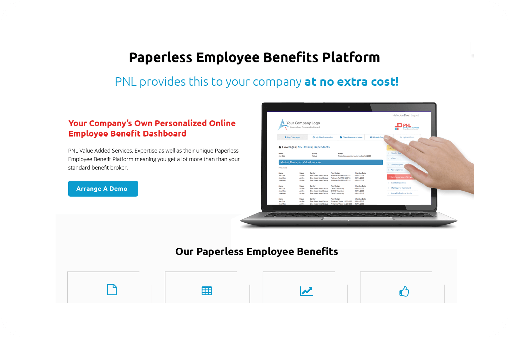 pnl employee benefits portal screen