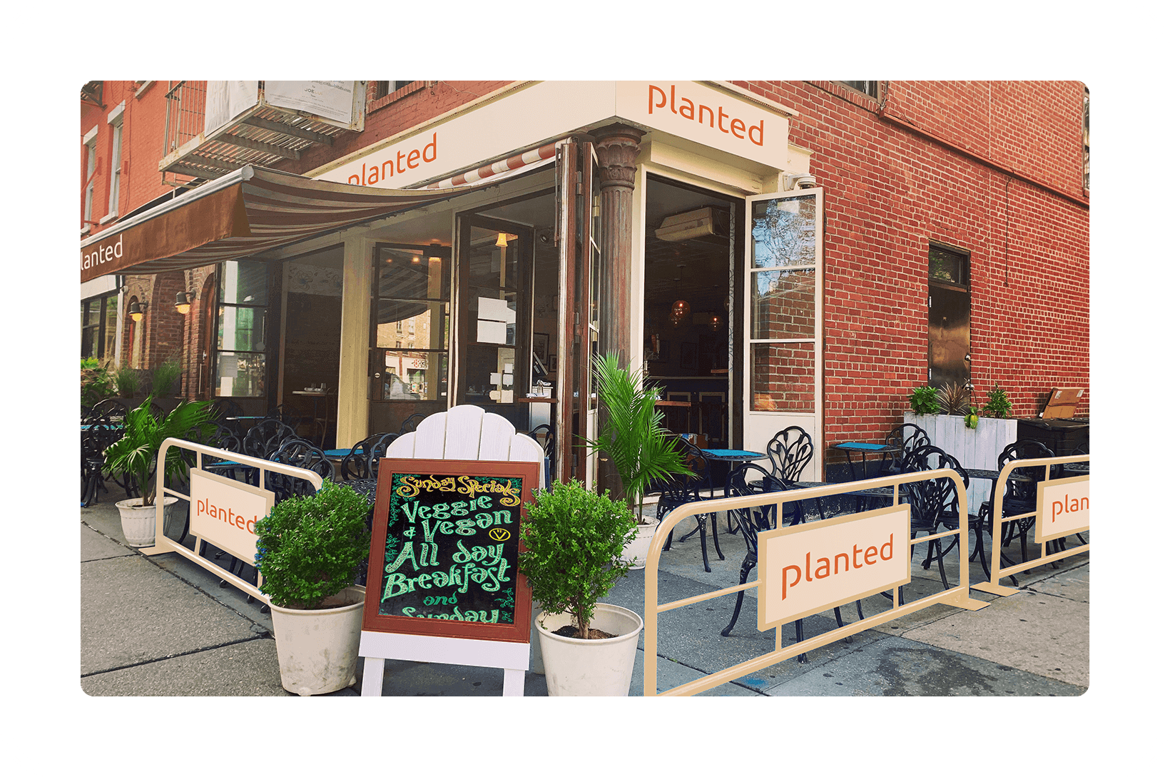 Planted restaurant signage