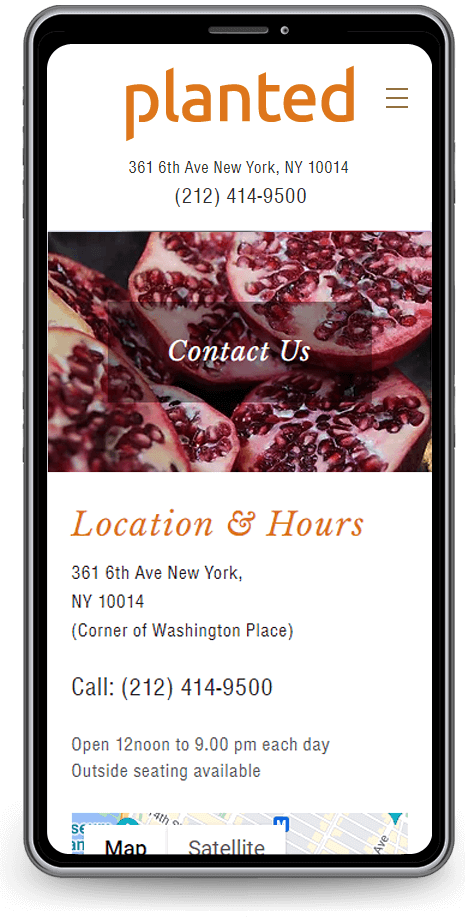 planted mobile contact page
